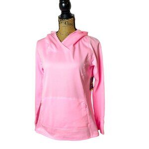 Xersion Womens Hooded Pullover Sweatshirt S Pink Fleece Lined Long Sleeve Sporty